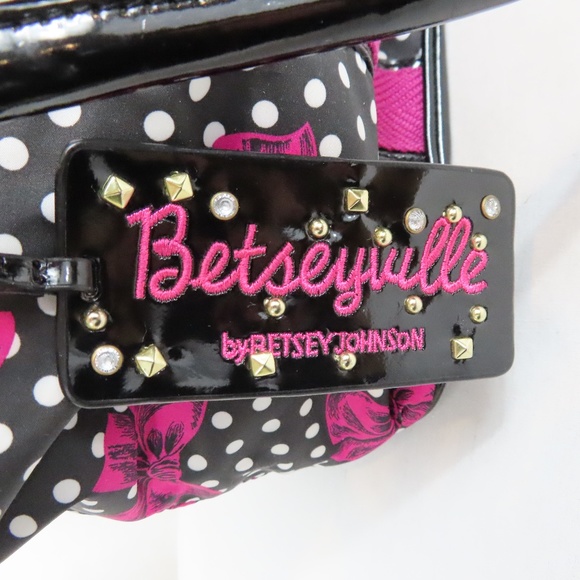 Betseyville Betsey Johnson Pink Bows and White Polka Dots Handbag Purse - Picture 6 of 16